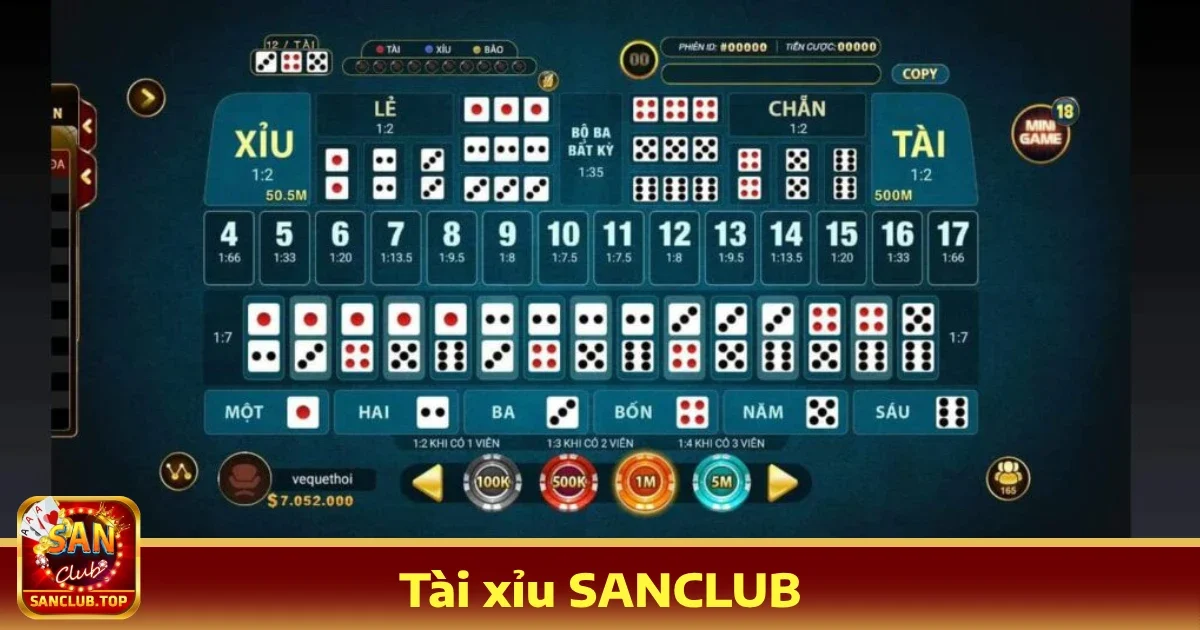 Tài xỉu sanclub 2 Các loại cược nổi bật trong Tài xỉu SANCLUB